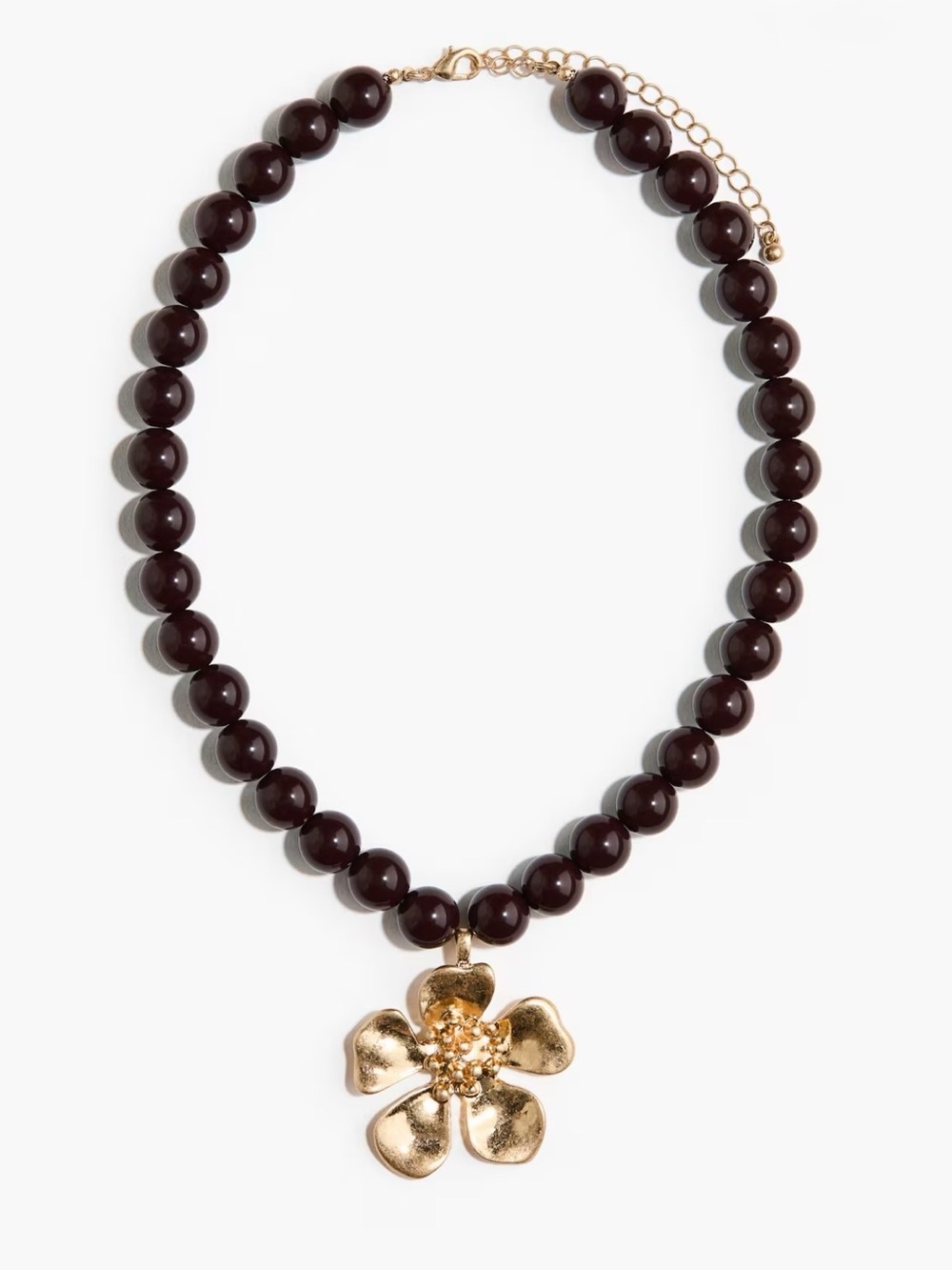 BEADED NECKLACE WITH PENDANT
Dark brown/gold-colored